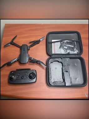 Foldable Black Drone with Remote + Carrying Case